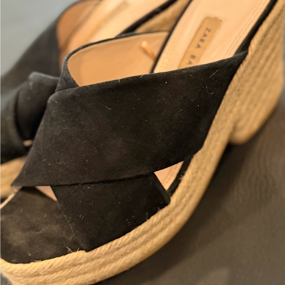 Zara Black Espadrille Wedges